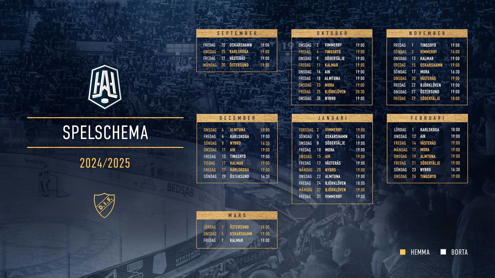 Herrlagets spelschema till HockeyAllsvenskan 2024/2025 Djurgårdens IF Herrlagets spelschema till HockeyAllsvenskan 2024/2025 Djurgårdens IF
